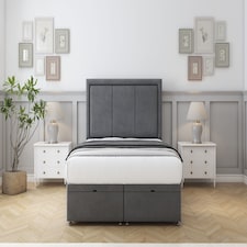 Sloomy Lancaster Armour Coniston Ottoman Bed With Mattress With 54" Floor Standing Headboard 4' Small Double