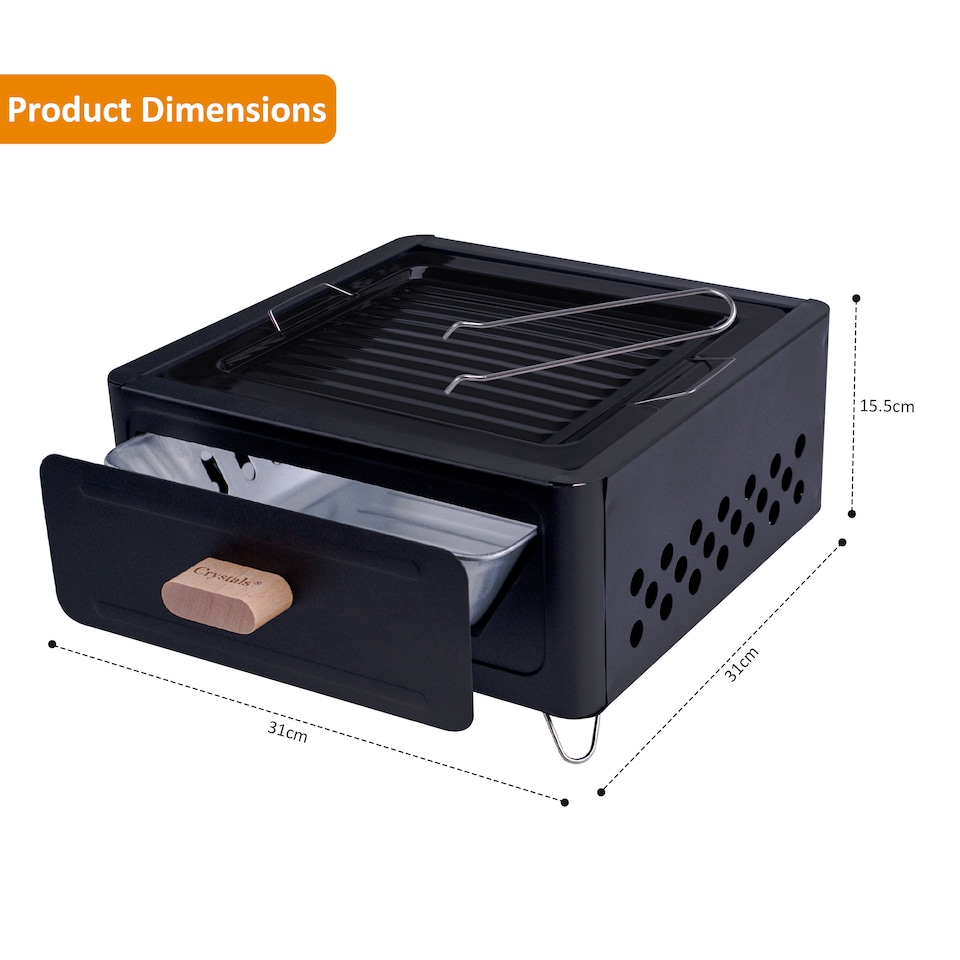 image 1 of Tabletop Folding Charcoal BBQ Grill Portable Outdoor Barbecue for Travel & Picnic White