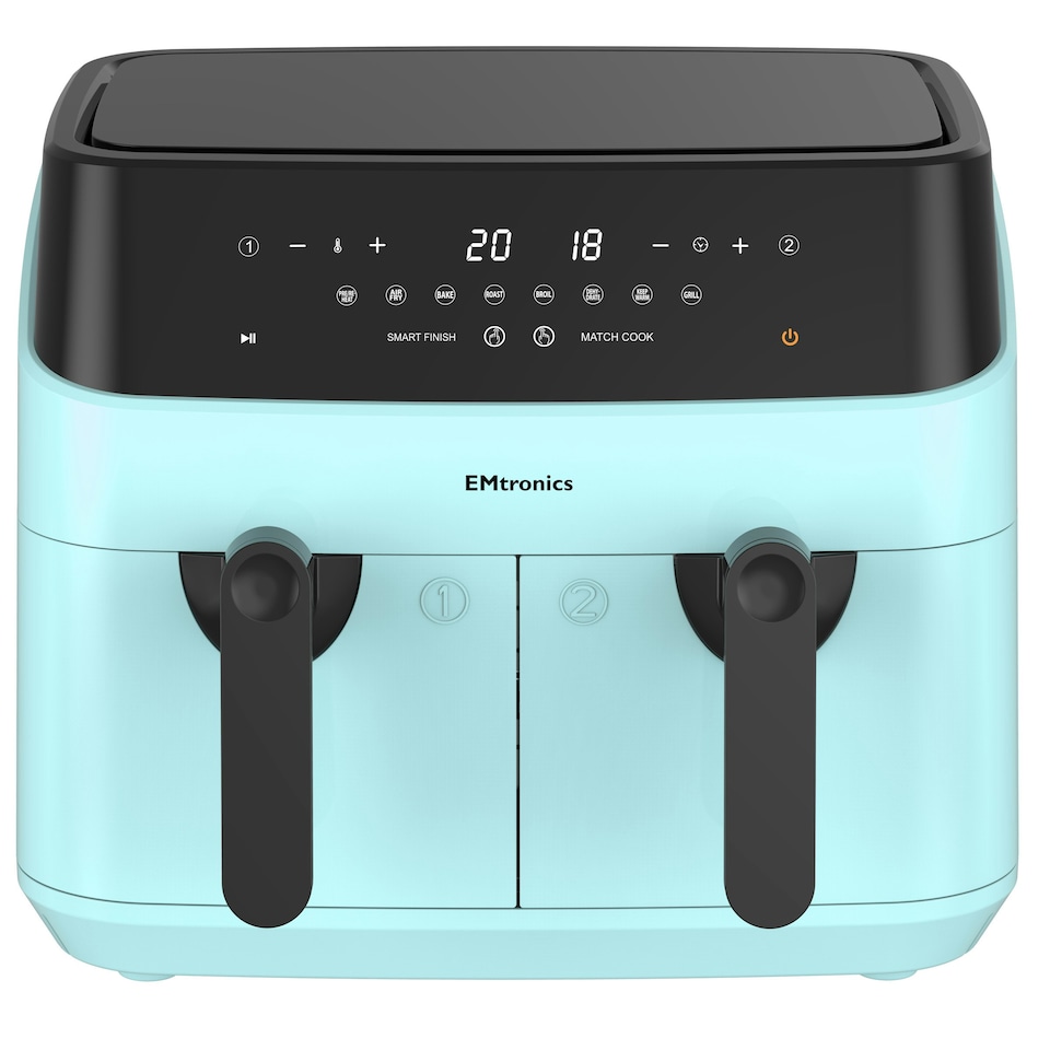 image 1 of EMtronics 9 Litre Digital Double Basket Air Fryer - Aqua