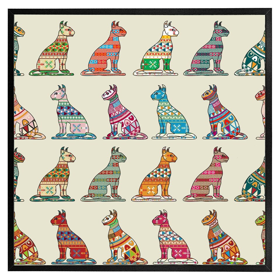image 1 of Egyptian cats (Picutre Frame) Brown | Oak | L