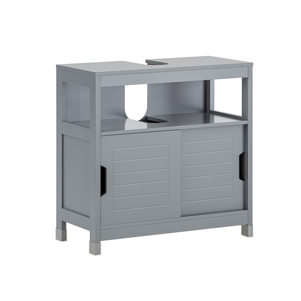 image 1 of SoBuy FRG128-SG,Under Sink Bathroom Cabinet with Double Sliding Doors | Grey | Grey | 1