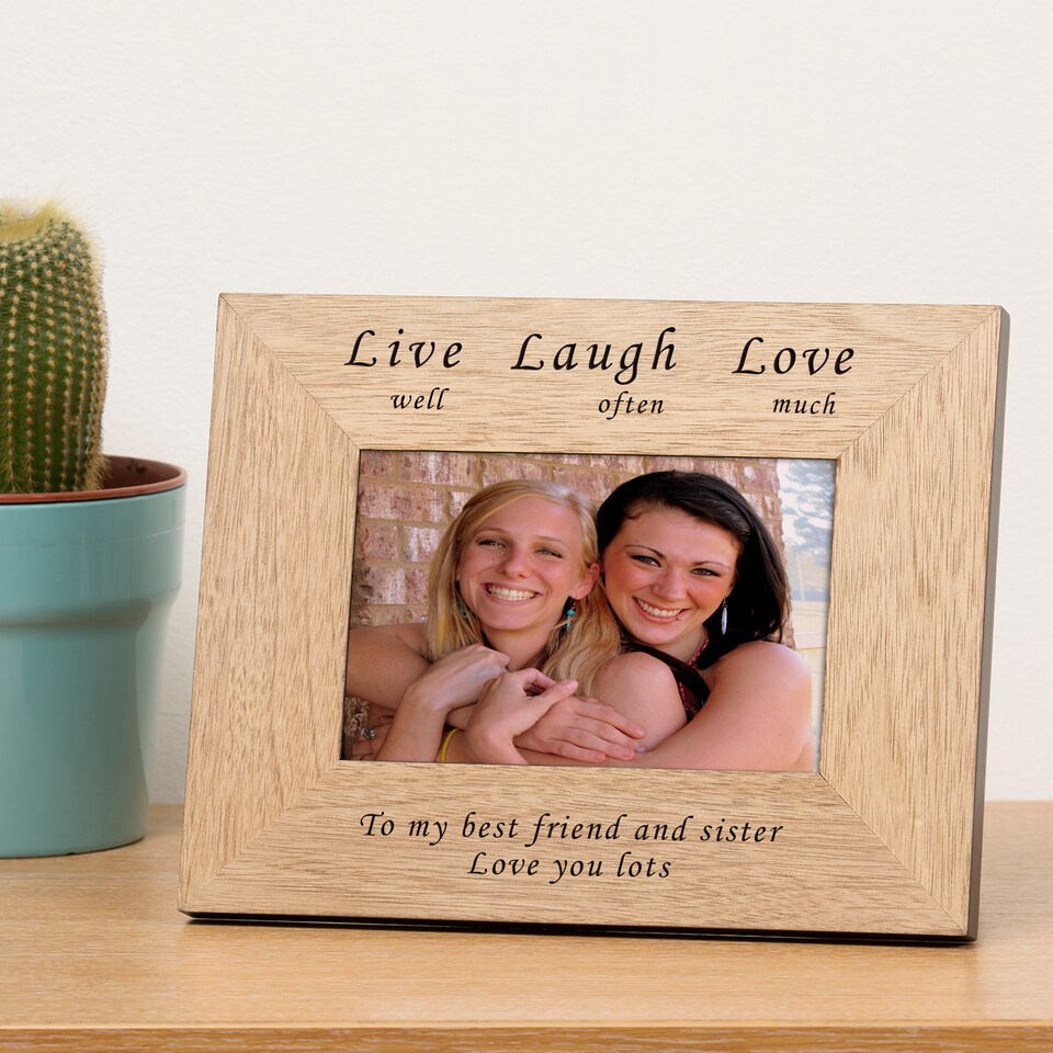image 1 of Personalised Live well Laugh often Love much Wood Picture Frame 7x5 Sister