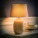image 1 of ValueLights Harrison Tapered Lamp Shade Grey Geometric Ribbed Pattern Gloss Large Table Lamp Grey