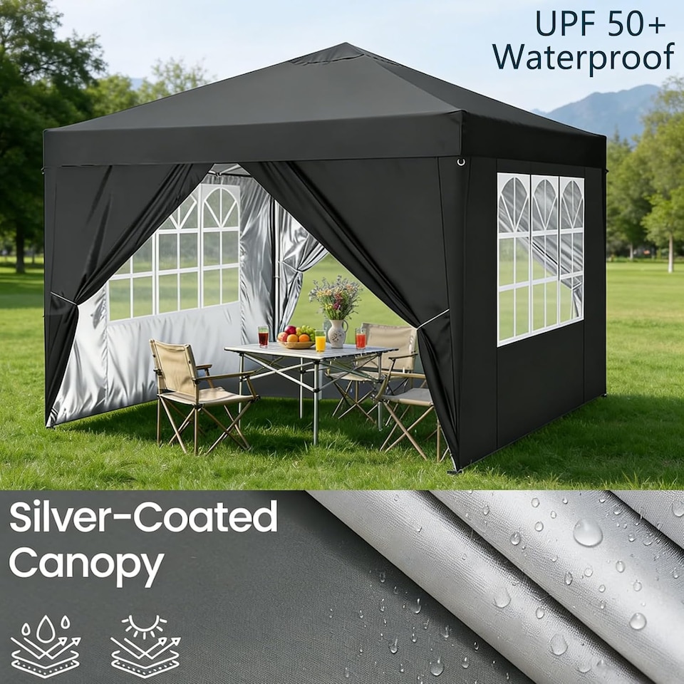 image 1 of Rattantree Pop Up Gazebo Canopy Tent 3x3m Waterproof Outdoor Shelter