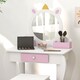 image 9 of ZONEKIZ Kids Dressing Table with Mirror and Stool, Drawer, Storage Boxes - White | White | Pink