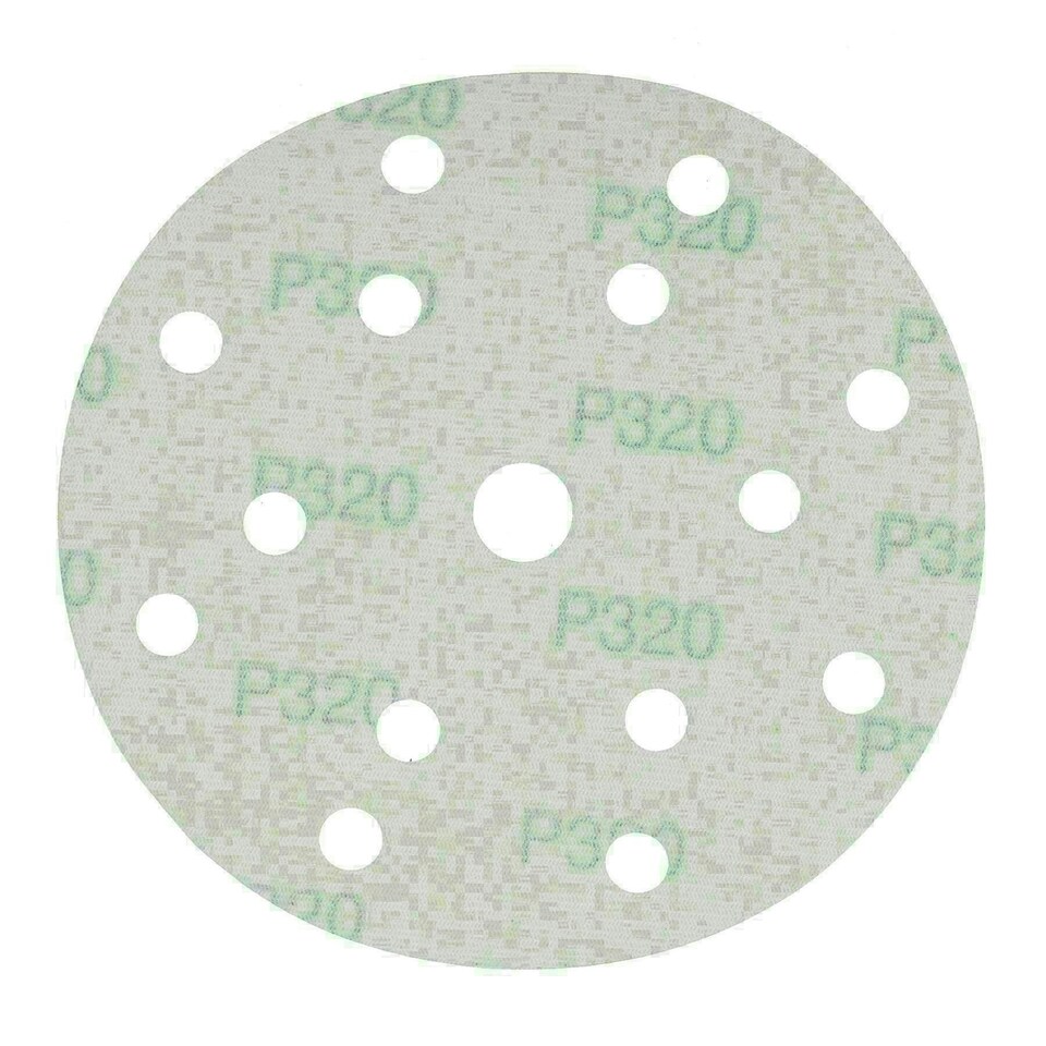 image 1 of 150mm Sanding Discs Aluminium Oxide Abrasive 320 Grit 15 Hole Hook + Loop 100pc