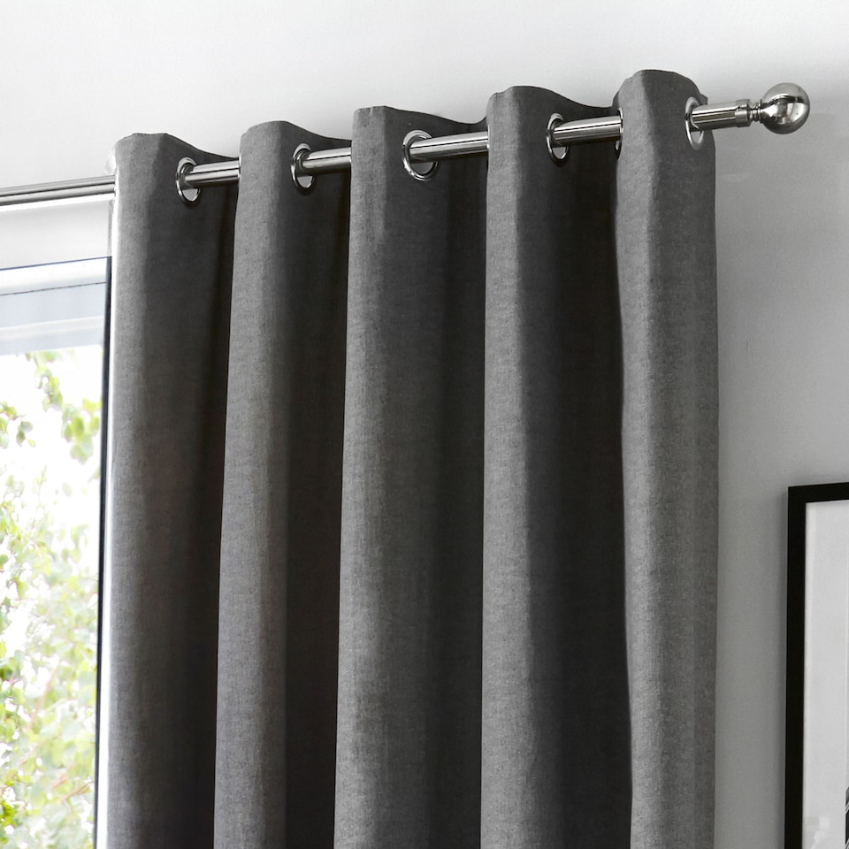 image 1 of Fusion Sorbonne Eyelet Curtains Charcoal