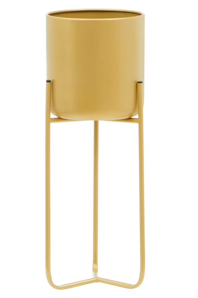image 1 of Avento Large Gold Finish Floor Planter | Gold