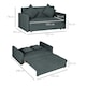 image 7 of HOMCOM 2 Seater Sofa Bed Convertible Bed Settee w/ 2 Cushions Storage Dark Grey