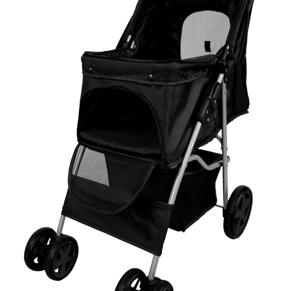 image 1 of Pet Stroller with Rain Cover – Black One Size