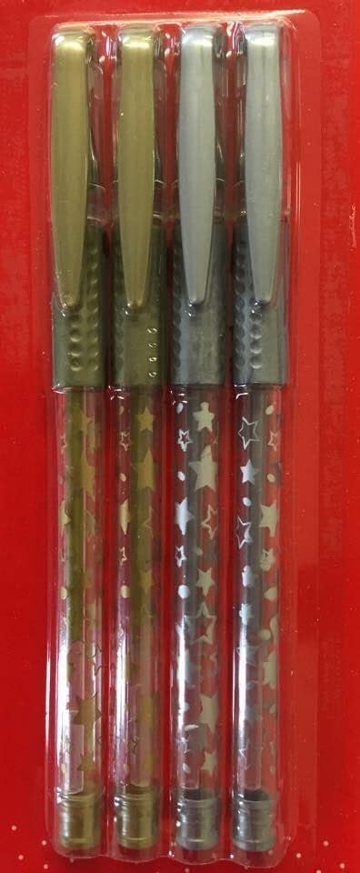 image 1 of Anker Pack Of 4 Christmas Gold & Silver Gel Pens - Includes 2 Gold & 2 Silver