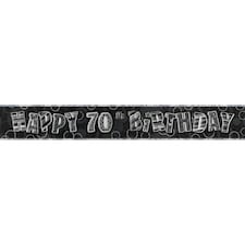 Unique Party Black-Silver Glitz 70th Birthday Foil Banner - Black/Silver - 12 feet