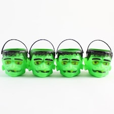 Frankenstein Halloween Plastic Treat Pots - Pack of 4