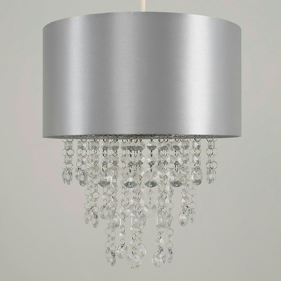 image 1 of ValueLights Acrylic Jewel Effect Droplet Grey Ceiling Pendant Light Shade