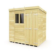 11 x 8 Feet Pent Shed - Double Door With Windows - Wood - L231 x W329 x H201 cm | Brown
