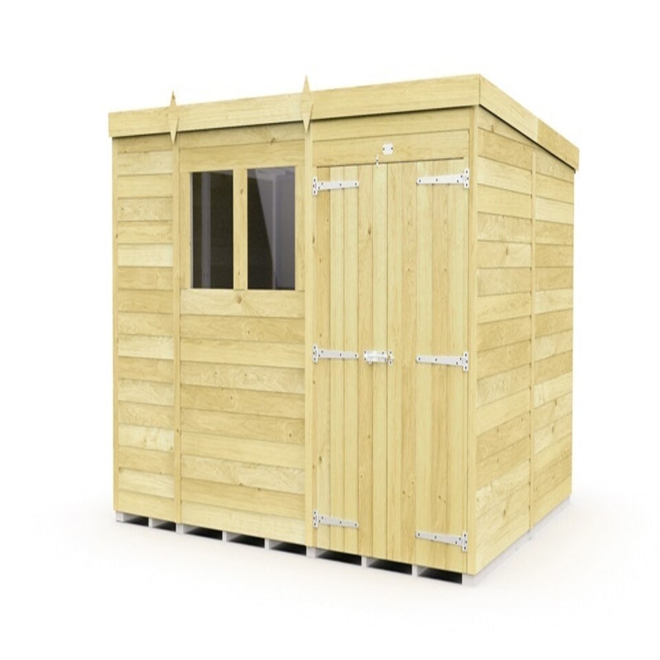 image 1 of 11 x 8 Feet Pent Shed - Double Door With Windows - Wood - L231 x W329 x H201 cm | Brown