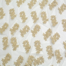 Minerva Core Range Gold Beaded Embroidered Tulle Lace Fabric for Bridal, Dressmaking, 137cm / 53" Wide - per metre