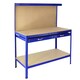 image 3 of Workbench With Pegboard And Drawer In Blue Blue