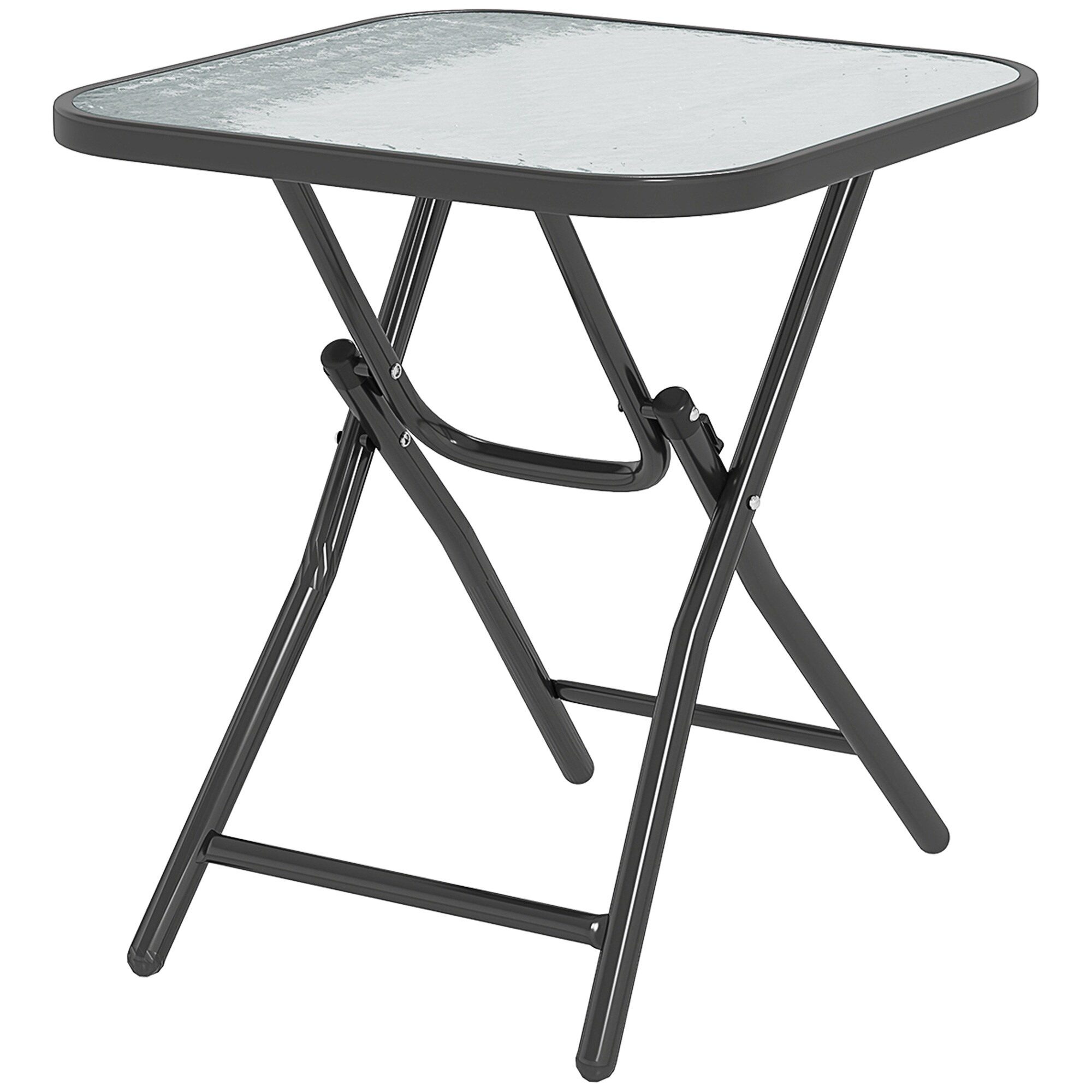 Outsunny Folding Garden Table Square Foldable Table with Safety