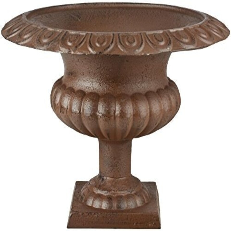 Cast Iron Low French Urn Planter (30cm) Brown