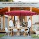 image 5 of Outsunny 4.4m Double-Sided Sun Umbrella Patio Parasol Solar Lights Khaki