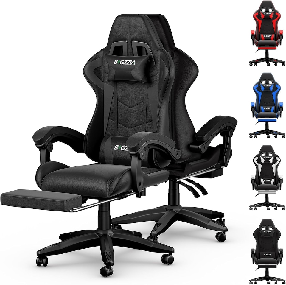 image 1 of Rattantree Ergonomic Gaming Chair with Footrest & Lumbar Cushion