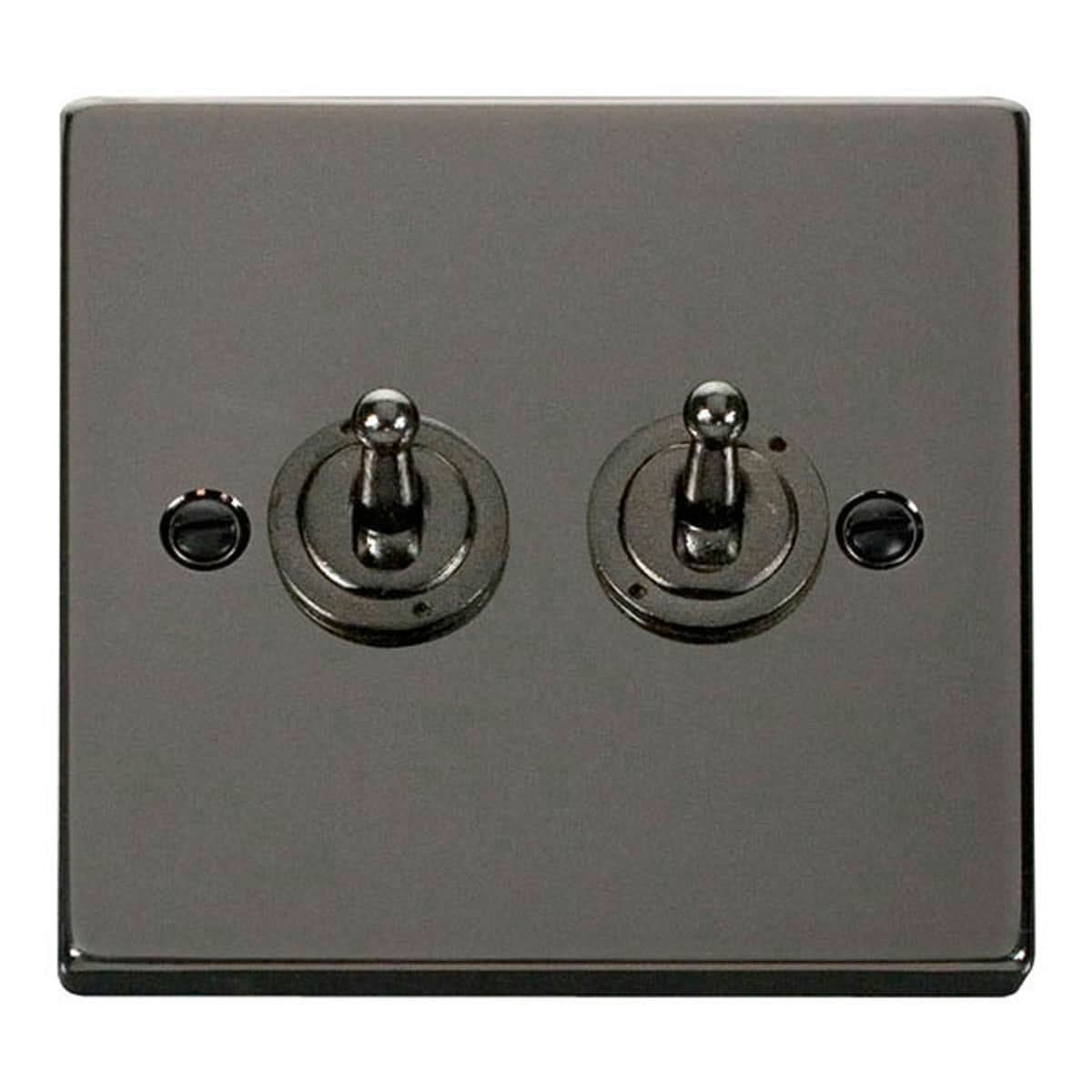 SE HOME Black Nickel 2 Gang 2 Way 10AX Toggle Light Switch Black Black Nickel