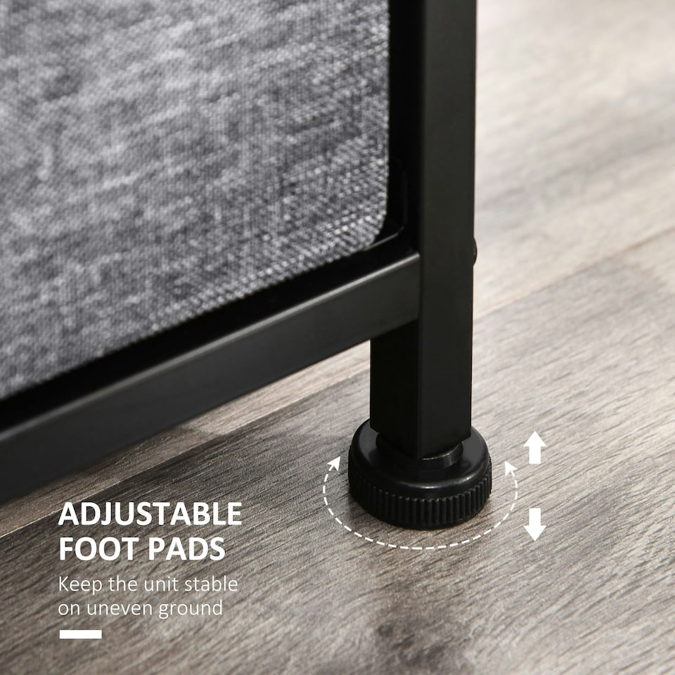 image 1 of HOMCOM Chest of Drawers Bedroom Dresser with 8 Fabric Drawers, Dark Grey | Multi | 100W x 30D x 78.5Hcm