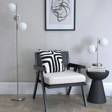 ValueLights Jas Opal White Frosted Glass Globe Shades 3 Way Silver Chrome Floor Lamp