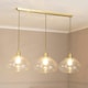 image 3 of ValueLights Corinne Twill Spiral Glass 3 Drop Brushed Gold Diner Ceiling Pendant Light Gold