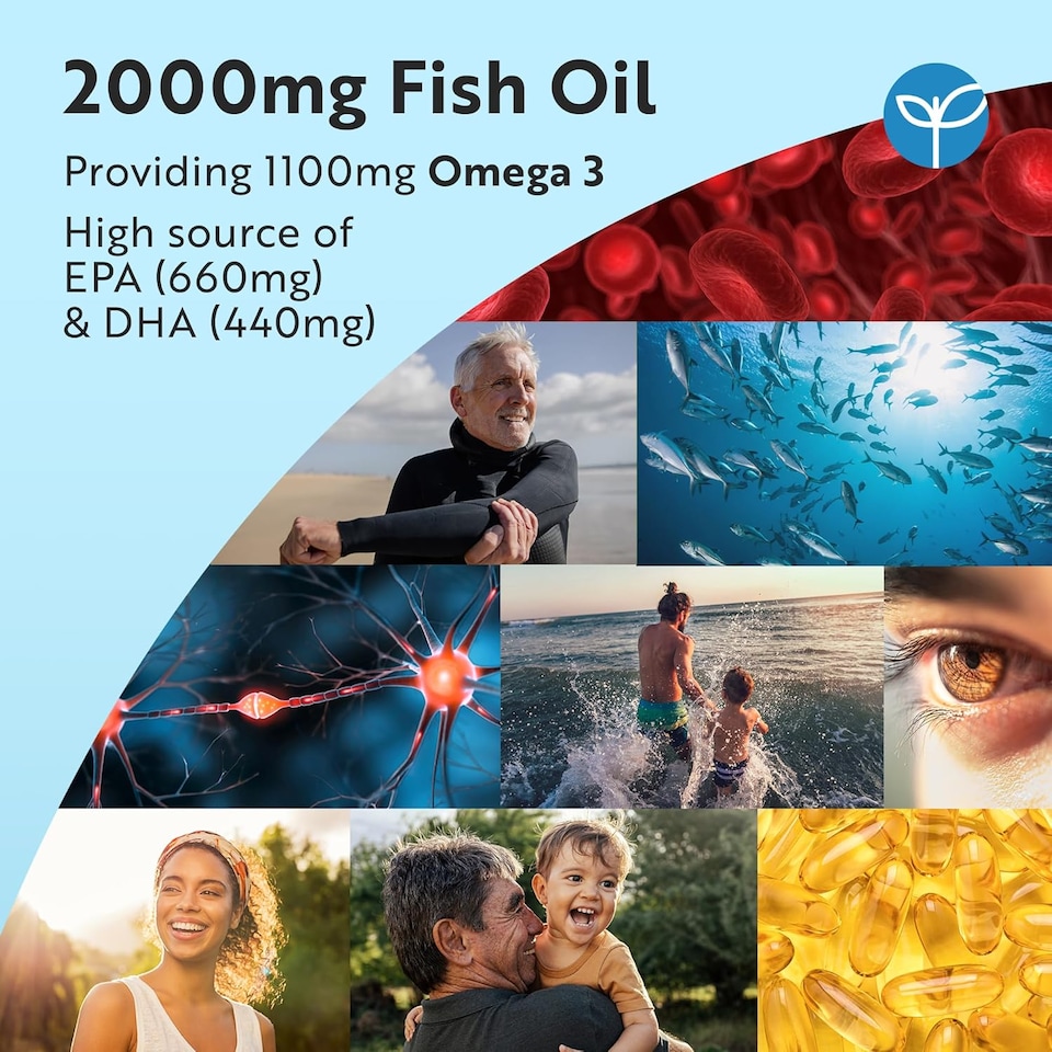 image 1 of Nutravita Omega 3 Capsules High Strength 2000mg with 660mg EPA & 440mg DHA - Omega 3 Fish Oil Capsules, Fish Oil Omega 3 Supplements - 240 Softgels