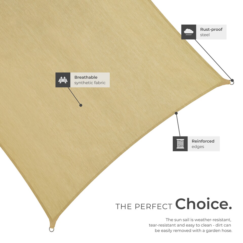 image 1 of Shade Sail - rectangular with UV protection 50, water-repellent | Cream | beige | 5.4 x 5.4 m | 1