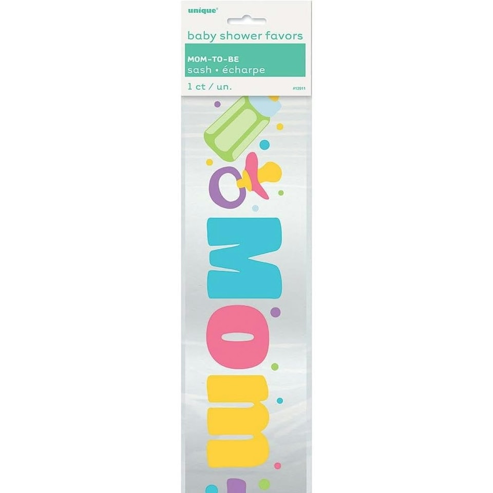 image 1 of Unique Party Mom To Be Satin Baby Shower Party Sash - White/Multicoloured - One Size