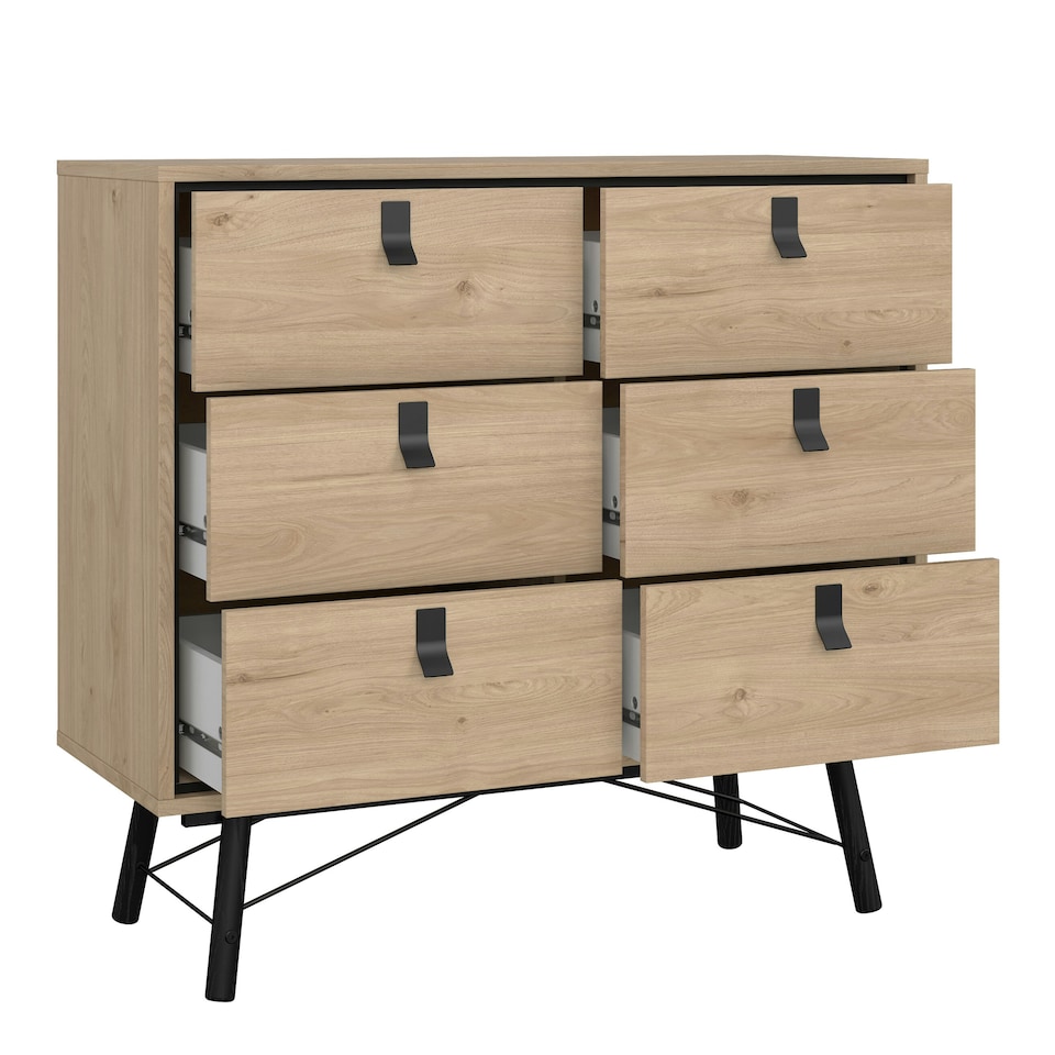 image 1 of Ry Small Double Chest of Drawers 6 Drawers in Jackson Hickory Oak