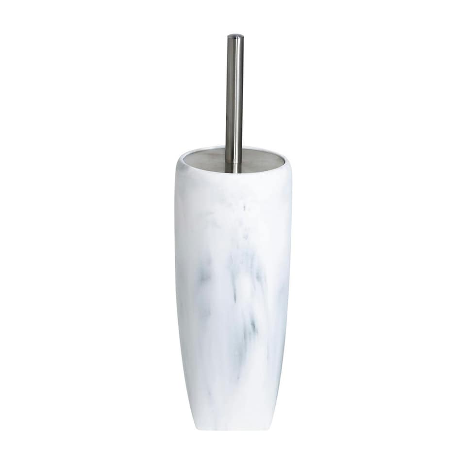 image 1 of Showerdrape Octavia White Marble & Chrome Toilet Brush & Holder