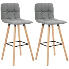 HOMCOM Bar stool Set of 2 Armless Button-Tufted Counter Height Bar Chairs Grey