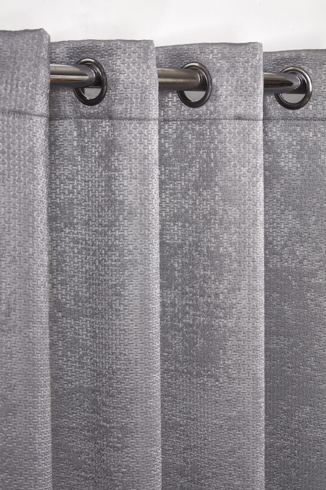 image 1 of Metro Thermal Blackout Eyelet Curtains 168cm x 137cm Silver | Grey | Grey
