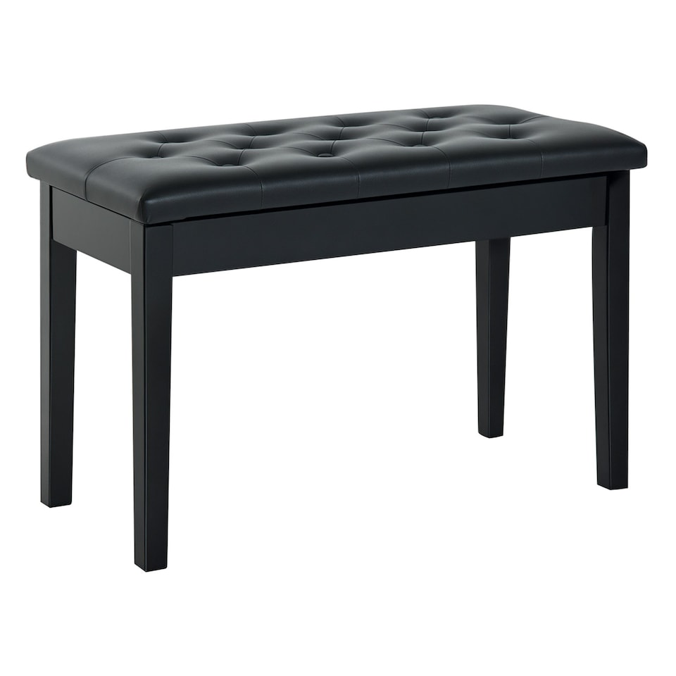 image 1 of HOMCOM Classic Piano Bench Padded Seat Makeup Stool Solid Wood Wooden Black
