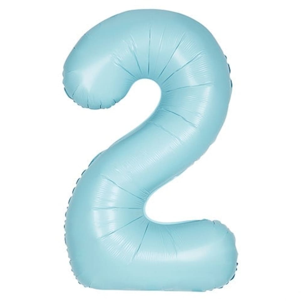 image 1 of Matte Powder Blue Number 2 Helium Foil Giant Balloon 86cm / 34 in