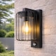 image 1 of CGC Alvin PIR Motion Sensor Black Outdoor Stainless Steel Cage Wall Lantern Light IP54