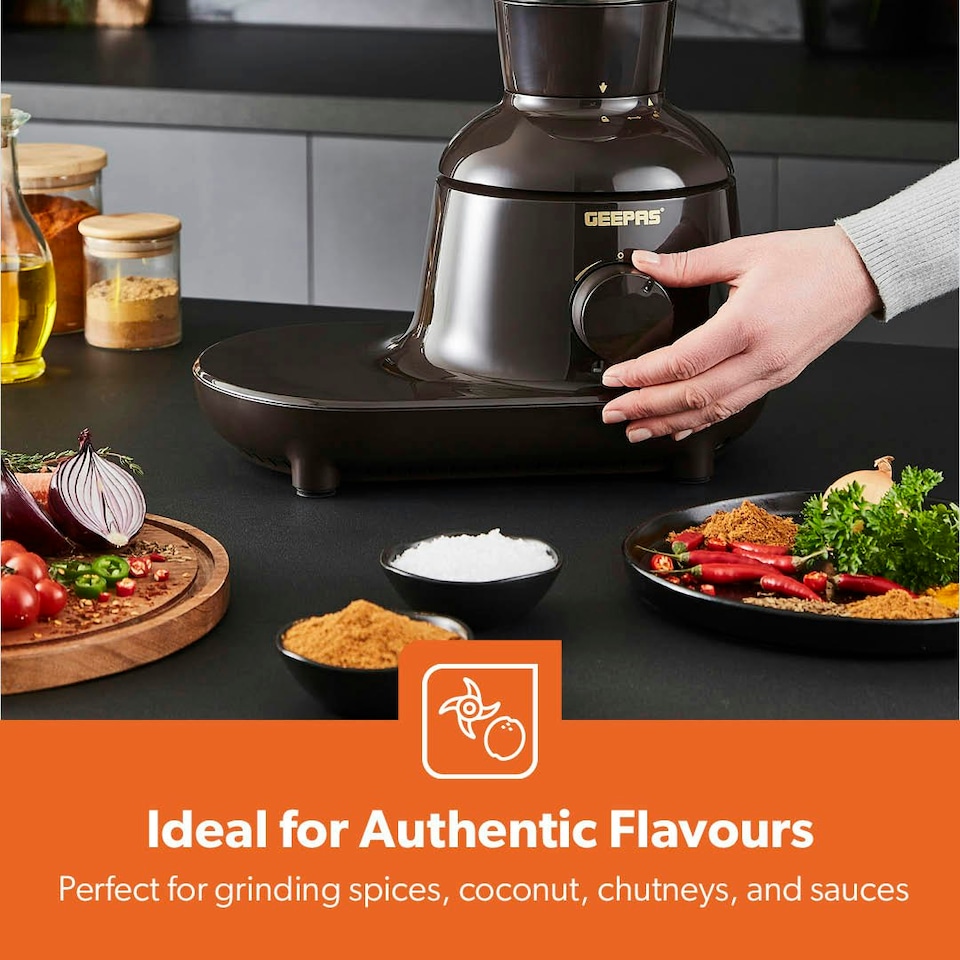 image 1 of GEEPAS 750W 3-in-1 Mixer Grinder | Stainless Steel Jars, Blades, Black