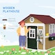 image 3 of Outsunny Wooden Playhouse with Doors, Wooden, Plant Pots for Kids - Beige | Cream | Beige