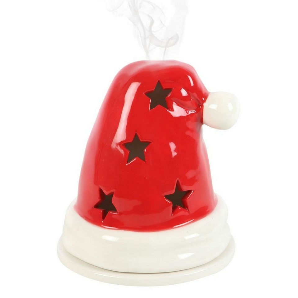 image 1 of Something Different Santa Hat Tealight And Incense Cone Holder - Red/White - One Size