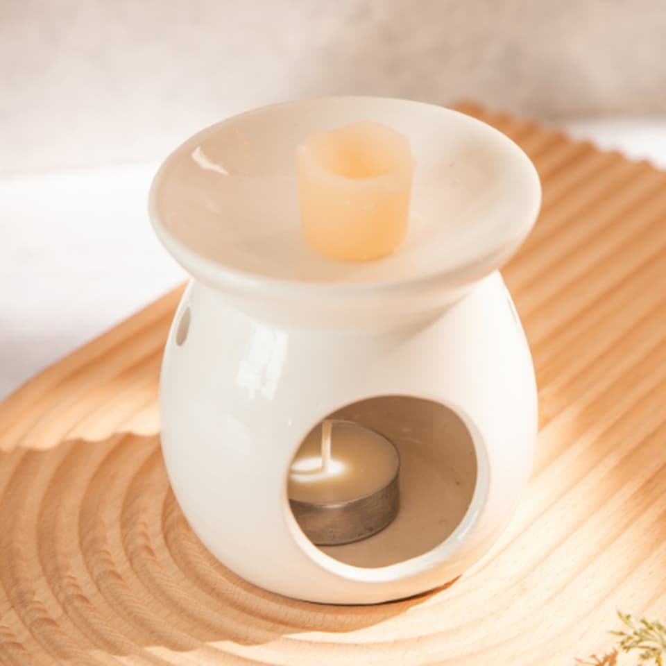 image 1 of White Ceramic Oil Wax Melt Burner 10cm | White | 12 - White | One Size | 12