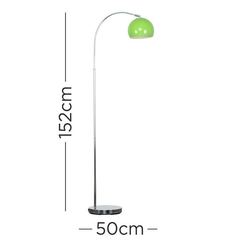 image 1 of ValueLights Curva Polished Silver Floor Lamp with Green Dome Shade and LED Bulb