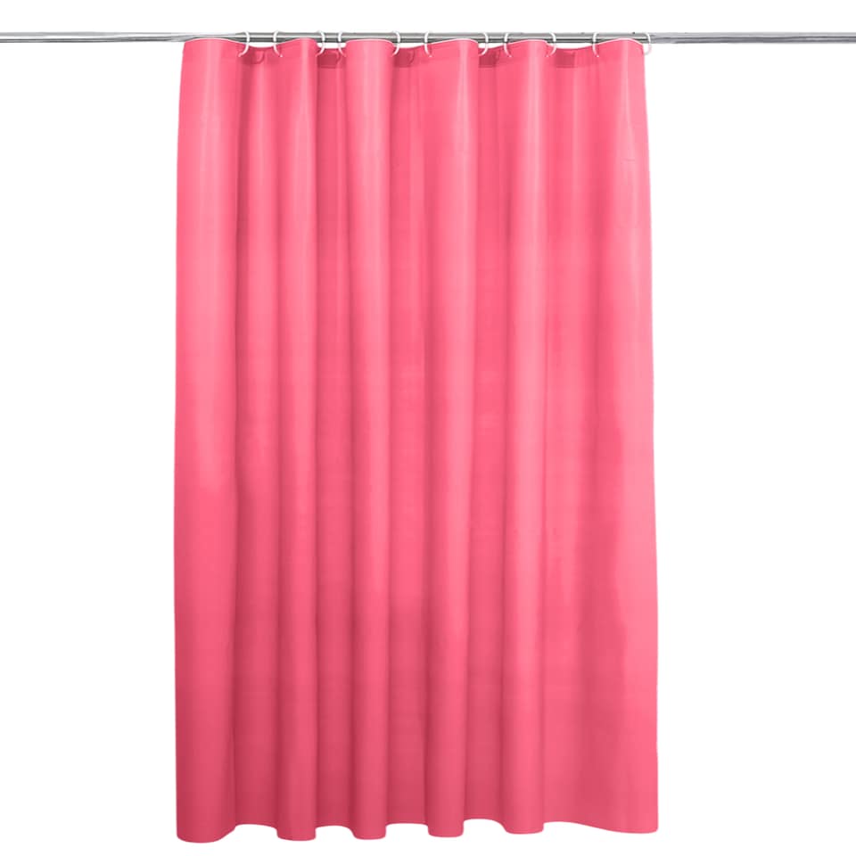 image 1 of Hot Pink Mould & Mildew Resistant Shower Curtain with 12 Hooks - 180x180cm