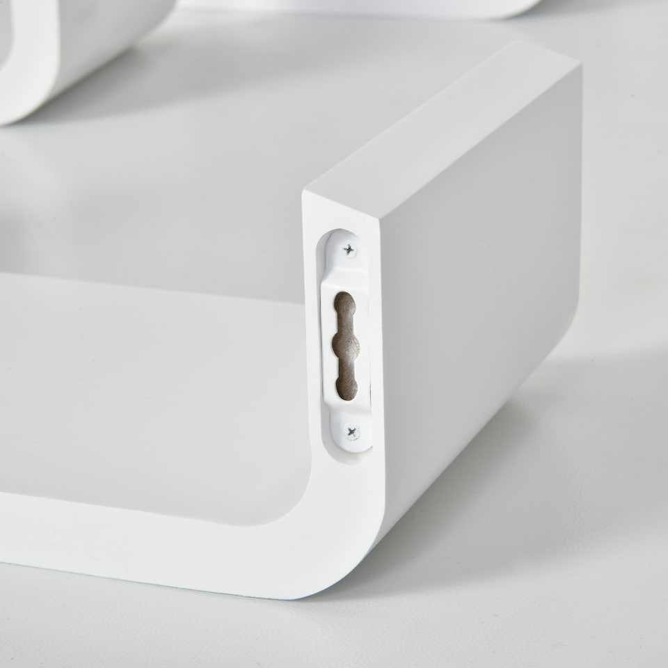image 1 of HOMCOM U Shaped Shelf Set Floating Wall Mounted White Hanging 3pc Display