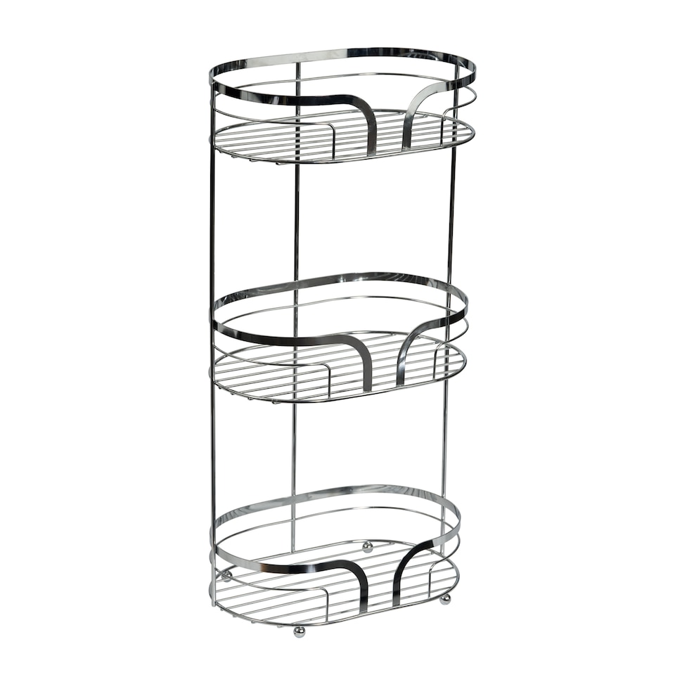 image 1 of Showerdrape Dante Chrome Freestanding Bathroom Floor Shower Caddy