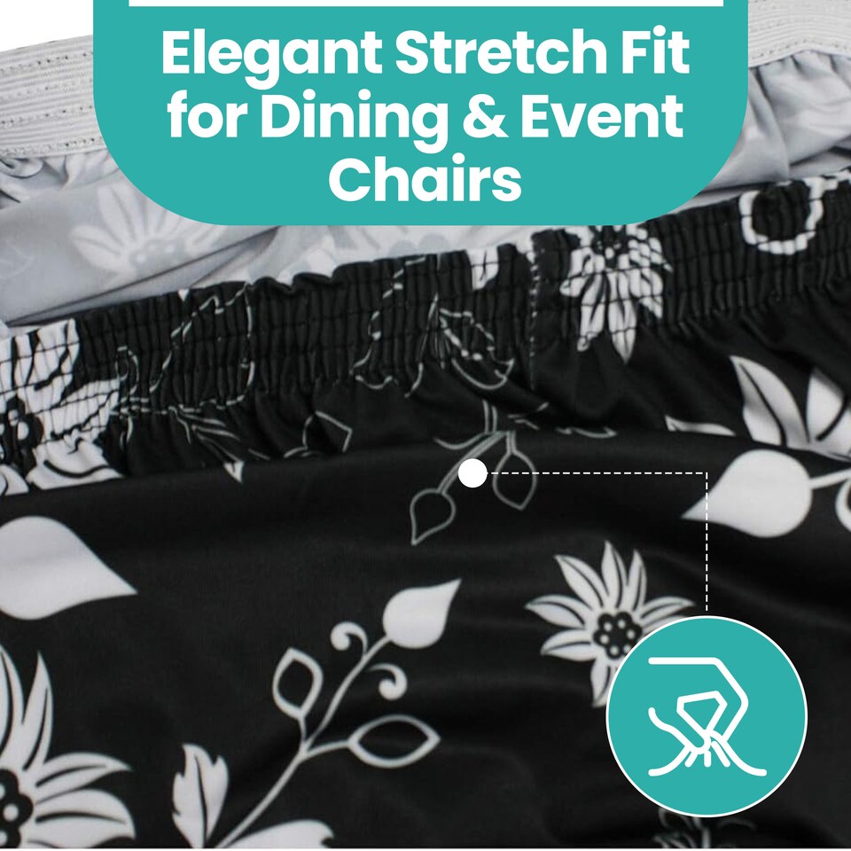 image 1 of Printed High-Back Chair Covers, Spandex Stretch Protective Slipcover - Black
