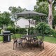 image 2 of Outsunny 5 Pieces Garden Dining Set for 4, Cast Aluminium Outdoor Dining Set with 4 Armchairs and Round Dining Table with Parasol Hole, Garden Furniture Set, Brown